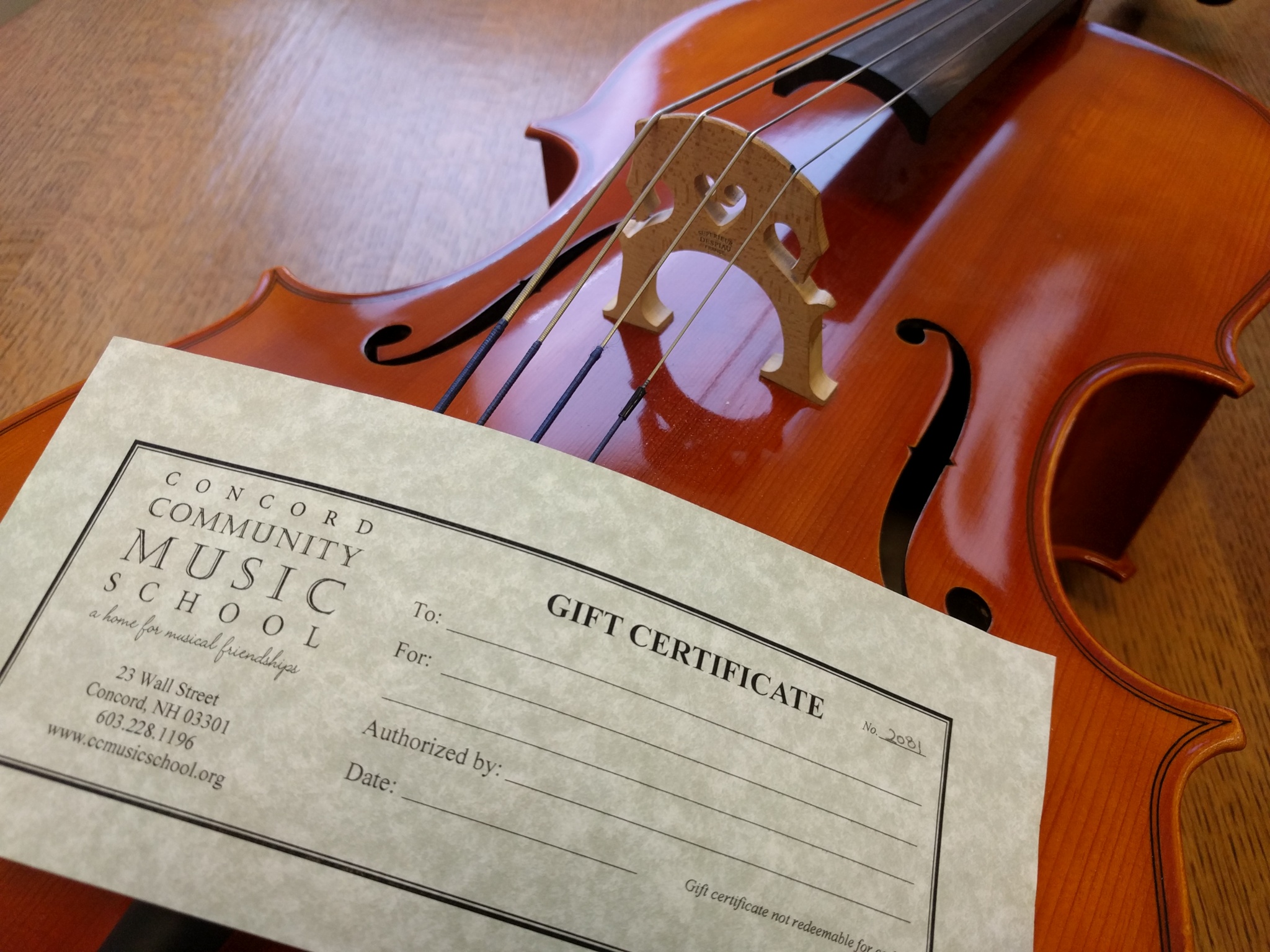 gift cert and cello